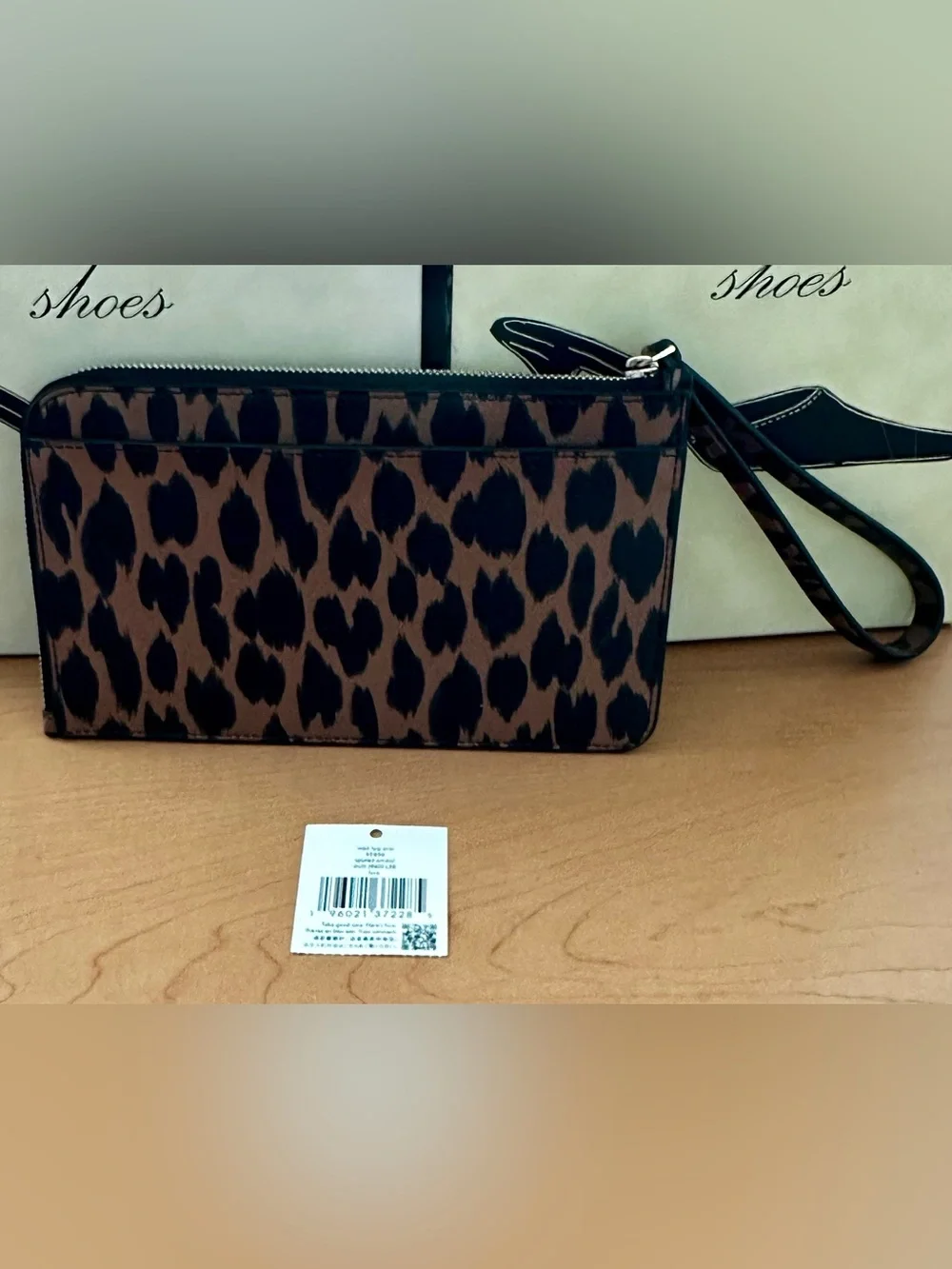 kate spade Leopard Print Wristlet in Brown & Black